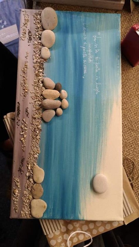 Seashell Art Diy, Ocean Art Painting, Stone Pictures Pebble Art, Beach Glass Crafts, Art Coquillage, Seashell Projects, Seashell Wall Art, Decoupage Diy, Glass Art Projects