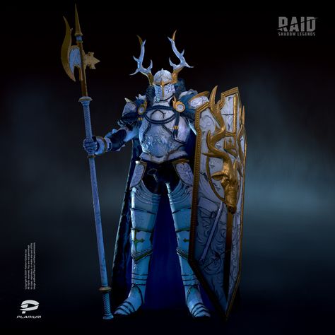 Stag Knight, Raid Shadow Legends, Anime Knight, Team Lead, Fantasy Collection, Knight Art, Knight Armor, Fantasy Armor, Character Design Animation