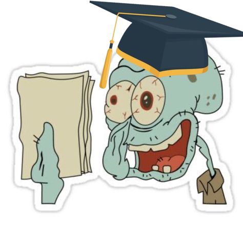 Squidward Graduation, Squidward Birthday, Cake Meme, College Grad Cap Ideas, Senior Jackets, Funny Laptop Stickers, Lakers Logo, College Graduation Photos, Anime Lock Screen