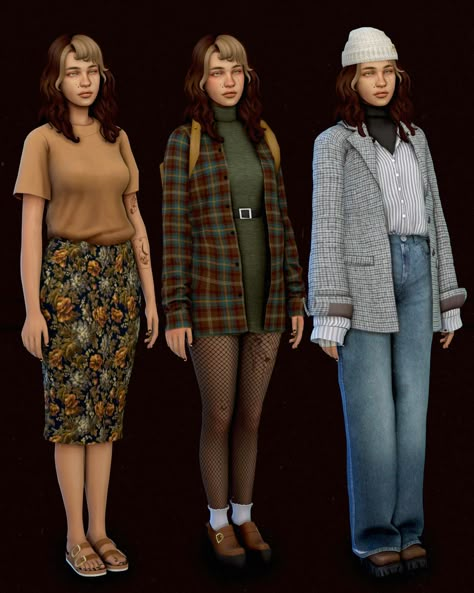 Sims 4 Cc Jungle Clothes, Sims 4 Cc Flannel, Sims 4 Flannel, Flannel With Skirt, Sims 4 Jacket Cc, Sims 4 Bag Cc, The Sims 4 Jeans, Fishnets And Boots, Shorts And Fishnets