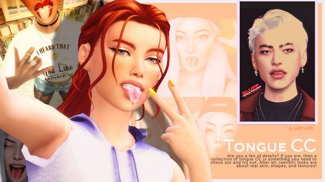 tongue cc Sims 4 Tounge Piercing, Sims 4 Tongue Cc, Sims 4 Tongue Piercing, Sims 4 Tongue, Cc For Sims 4, Angel Bites Piercing, Angel Bites, Sims 4 Piercings, Real Skin