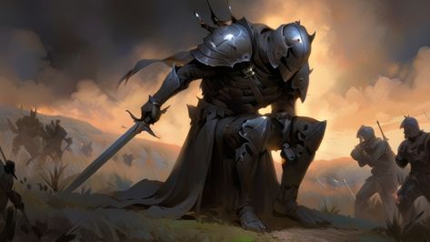 A knight on one knee kneeling in the battle field 0 Knight Kneeling, Battle Field, Design Ad, The Battle, Battlefield, 3d Design, Pose Reference, Quick Saves, Design