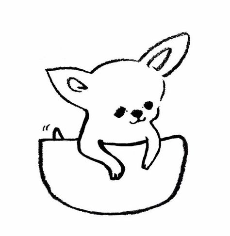 Chihuahua Drawing, Chihuahua Tattoo, Chibi Drawings, Dog Illustration, Chihuahua Dogs, Dog Drawing, Simple Doodles, Simple Art, Dog Portraits