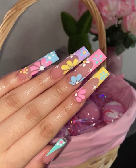 Easter Nails Design Spring, Gel Paint, Easter Nail Designs, Acrylic Toe Nails, Spring Acrylic Nails, Long Acrylic Nail Designs, Butterfly Nail Art, Design Box, Summery Nails