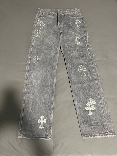 Chrome Hearts Pants, Chrome Hearts Jeans, Chainmail Clothing, Grunge Aesthetics, Guys Fashion Casual, Unique Nail Art, Men's Bottoms, Heart Clothes, Concept Clothing