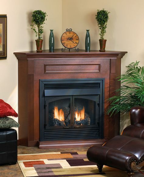 Empire Vail Corner Mantel, Corner Fireplace Mantels, Corner Fireplaces, Corner Gas Fireplace, Ventless Fireplace, Gas Fireplaces, Fire Pit Furniture, White Fireplace, Corner Fireplace