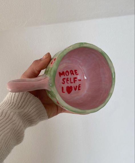 More Self Love, Ceramic Cafe, Diy Pottery Painting, Cerámica Ideas, Tanah Liat, Pretty Mugs, Pottery Painting Designs, Keramik Design, Clay Mugs