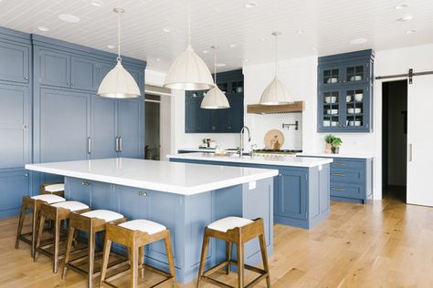 Gray Blue Kitchen, Modern Farmhouse Lighting Fixtures, Alaska Beach, Farmhouse Lighting Fixtures, Kitchen Credenza, Light Blue Kitchens, Dream Home Kitchen, Kitchen Colours, Modern Farmhouse Lighting