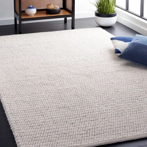 Wade Logan Charvik Handmade Area Rug in Ivory/Beige & Reviews | Wayfair Natural Rug Nursery, Rugs In Living Room White Couch, Cream Couch And Rug, Living Room Decor Area Rugs, Mosaic Texture, Handmade Farmhouse, Woven Carpet, Attic Renovation, Farmhouse Boho