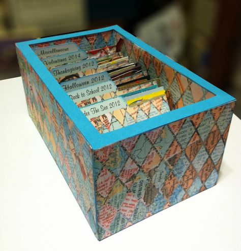 Here's a clever idea from Deb using the Teabag Carton from TEA FOR YOU AND ME SVG KIT.  She enlarged it slightly to 117% to accommodate the 3.5" size of an ATC (artist trading card) card.  Using labeled dividers, she now has a decorative box she can display all her cards she has collected from swaps!  Great colors!  Great idea!  Once it's full, she can just make another one and stack it on top!  Awesome! Artist Trading Card, Silhouette Images, Atc Cards, Long Run, Artist Trading Cards, Card Card, Trading Card, Svg Cuts, Fun Projects