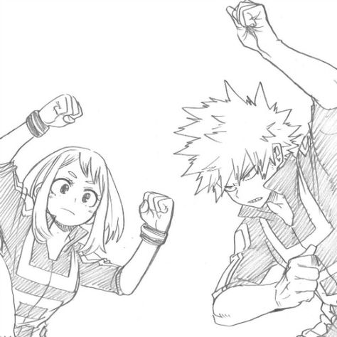 Bakugou And Uraraka, Bakugou Manga, Ochako Uraraka, My Hero Academia Episodes, Hero Academia Characters, My Hero Academia Manga, Anime Sketch, Izuku Midoriya, Manga Comics