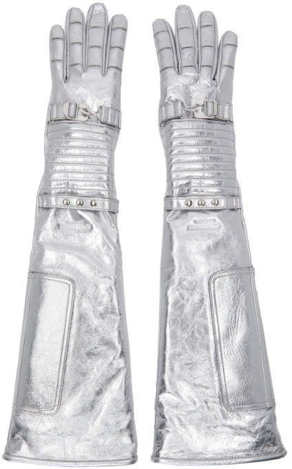 Calvin Klein 205W39NYC Silver Long Space Gloves#affiliatelink Silver Gloves, Silver Outfits, Calvin Klein 205w39nyc, Outfits Polyvore, Stage Outfits, Luxury Streetwear, Clothing Accessories, Calvin Klein, Gloves