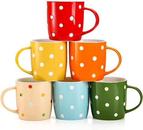 Amazon.com: Elsjoy 6 Pack Polka Dot Coffee Mugs, 12 Oz Ceramic Coffee Mugs Colorful Porcelain Mug Set for Coffee, Tea, Milk, Hot Chocolate : Home & Kitchen Cereal Milk, Tea Milk, Free Coffee, Coffee Mug Sets, Ceramic Coffee Mugs, Mug Set, Porcelain Mugs, Wedding Item, 6 Packs