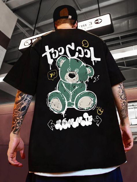 Too Cool Oversized Printed T-Shirt Trending Tshirt Design Ideas, Oversized Tshirt Design, Printed Tshirts, Cool Shirt Designs, Black Bunny, Outfit Streetwear, Cycling T-shirt, T-shirt Refashion, T Shirt Oversize