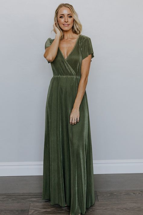 Sage Athena Pleated Maxi Dress | Baltic Born Dresses Velvet, Sage Green Dress, Bridesmaid Dresses With Sleeves, Dresses Holiday, Velvet Dresses, Baltic Born, Green Bridesmaid, Green Bridesmaid Dresses, Nursing Friendly