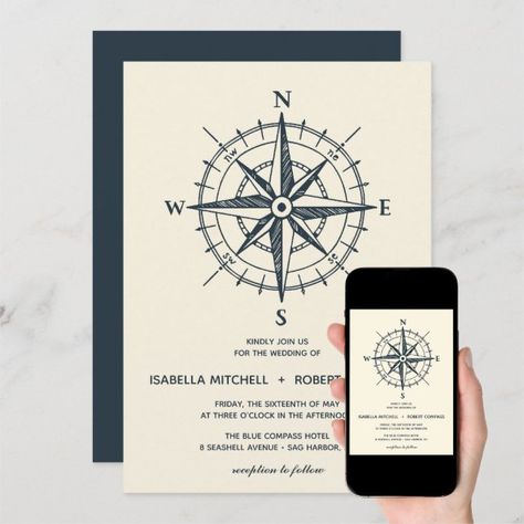 Vintage Nautical Wedding, Fall Wedding Stationery, Compass Wedding, Nautical Wedding Invitations, Chic Wedding Invitations, Wedding Invitation Size, Invitation Elegant, Ocean Party, Cards Invitation