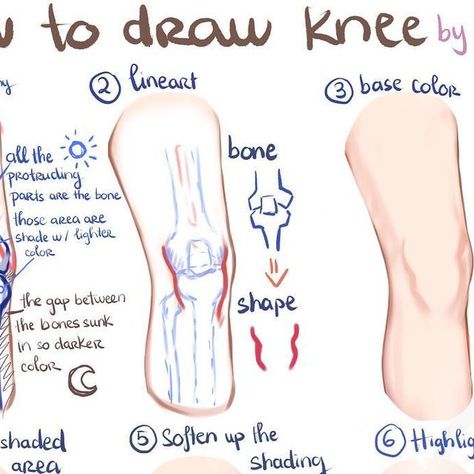 Alice Vu on Instagram: "How to ✍️ knee  #rendering #digitalpainting #stepbystep #paintingprocess #animetutorial #digitalart #illustration #animeillustration #animedrawing #animeart #illustration #howto #howtodraw #howtodrawanime #animehair #animetutorial #drawingtutorials" Knee Drawing Reference, How To Draw Knees, Knee Drawing, Anime Tutorial, Tutorials Drawing, Digital Painting Tutorials, Figure Drawing Reference, Painting Tutorials, Anime Hair