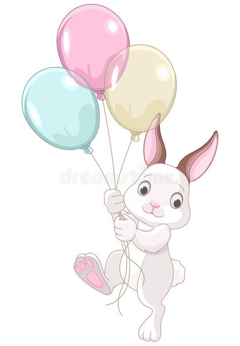 Birthday Bunny, Cute Bunny, Logo Icons, Pikachu, Stock Illustration, Stock Vector, Vector Illustration, Balloons, Clip Art