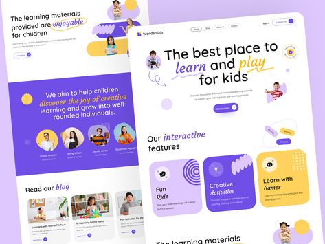 WonderKids Landing Page Exploration Learning Website Design, Desain Ux, About Us Page Design, Online Website Design, To Do App, Landing Ideas, Medical Website Design, Insight Timer, Colorful Website