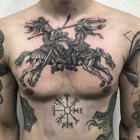 Best Chest Tattoos For Men, Chest Tattoos For Men, Best Chest Tattoos, Backpiece Tattoo, Medieval Tattoo, Knight Tattoo, Cool Chest Tattoos, Chest Tattoos, More Tattoo