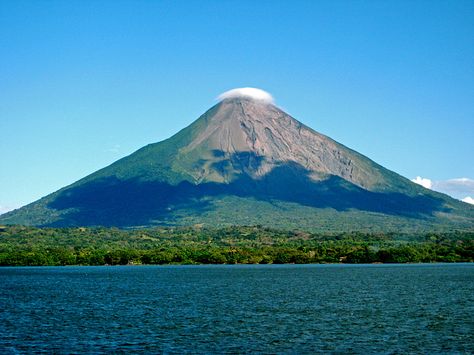 Nicaragua -Concepción volcano on Ometepe island - the tallest lake island in the world. Lake Nicaragua, Beautiful Beach Sunset, Ometepe, Nicaragua Travel, Wine Country California, Cheap Travel, America Travel, Central America, Volcano