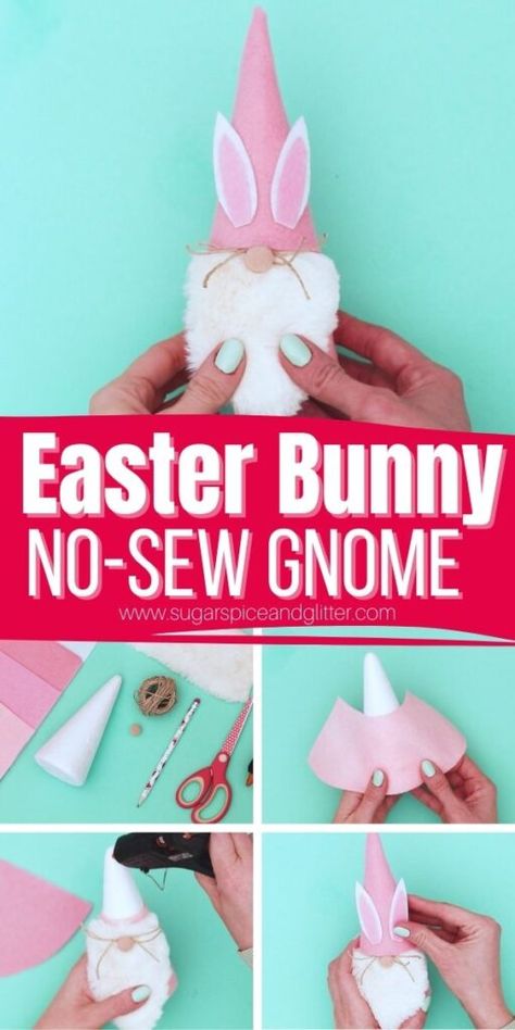 No-Sew Easter Bunny Gnome Dollar Tree Easter Decor, Diy Easter Bunny, Gnome Craft, Easter Crafts For Adults, Paper Bunny, Easter Gnome, Easy Easter Crafts, Popular Crafts, Easter Bunny Crafts