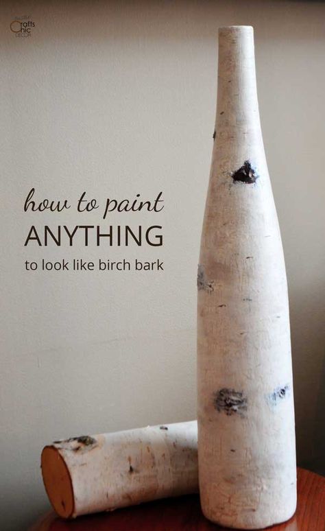 How To Paint Anything To Look Like Birch Bark - Rustic Crafts & Chic Decor #paint #birchbark #diyhomedecor #birchdecor Tree Bark Painting Tutorial, Birch Wood Decor Ideas, Birch Bark Painting, Birch Log Decor Diy Projects, Diy Birch Tree Decor, Birch Tree Crafts, Diy Birch Tree, Birch Bark Decor, Tree Bark Crafts