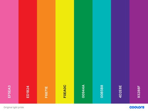 #original #eightstriped #eight #striped #pride #flag #palette #hex Original Pride Flag, Pride Colour Palette, Pride Color Palette, Rgb Color Palette, Pride 2024, Genderfluid Flag, Nostalgic Vibes, Pride Flag Colors, Rainbow Colour