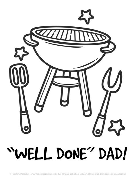 Father's Day Punny Cards & Coloring Pages Printable BBQ Grill Best DAD on the Block BBQ Puns for Fathers Funny Dorky Pun Dad Jokes Coloring Activity Bbq Crafts, Diy Father's Day Crafts, Punny Cards, Father's Day Printable, Handlettering Quotes, Rainbow Canvas, Father's Day Greeting Cards, Easy Paper Flowers, Food Puns