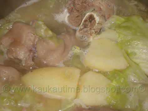 Lauya Recipe Pork, Lauya Recipe Filipino Food, Lauya Recipe, Boil Cabbage, Pork With Cabbage, Hawaiian Pidgin, Cabbage Potatoes, Belly Pork, Boiled Cabbage