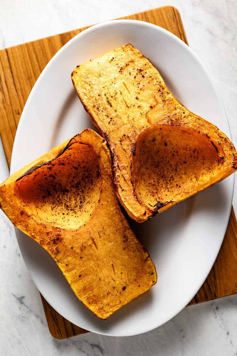 Air Fryer Butternut Squash Halves Butternut Squash Recipes Air Fryer, Squash Recipes Air Fryer, Easy Butternut Squash Recipes, Air Fryer Butternut Squash, Cook Butternut Squash, Butternut Squash Pie, Mashed Butternut Squash, How To Cook Squash, Quinoa Dishes