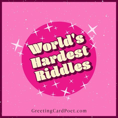 World's Hardest Riddles Difficult Riddles With Answers, Hard Riddles With Answers, Hard Riddles, Hard Puzzles, What Am I, Brain Teasers, See Me, Riddles, In Water