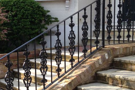 Victorian Railings, Victorian Stairs, Cast Iron Railings, Wrought Iron Railings, Interior Stair Railing, Gates And Railings, Iron Railings, Stair Railings, Wrought Iron Decor