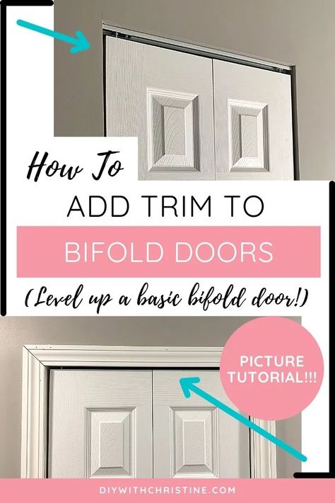 Trim Around Closet Doors, Bifold Door Trim, Bifold Door Handles Ideas, Closet Door Trim, Door Trim Ideas Moldings, Cheap Paneling, Door Trim Ideas, Bifold Door Ideas, Bifold Doors Makeover