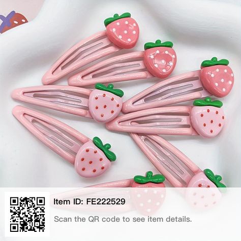 Strawberry Hair Clip, Strawberry Things, Strawberry Hair, Pink Hair Clips, Brush Art, Cartoon Hair, Kawaii Hairstyles, Peinados Recogidos, Pink Strawberry