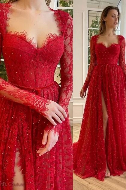 Ballbellas Red Dress Glitter, Prom Dress Long Sleeves, Glitter Prom Dress, Dress Glitter, Prom Dress Long, Long Red Dress, Eve Dresses, New Years Eve Dresses, Lace Prom Dress