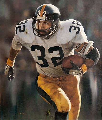 Franco Harris, Pittsburgh Steelers by Ron Stark Franco Harris, Nfl Art, Steelers Country, Nfl Football Pictures, Nfl Football Art, Go Steelers, Pittsburg Steelers, Nfl Football Players, Pittsburgh Sports