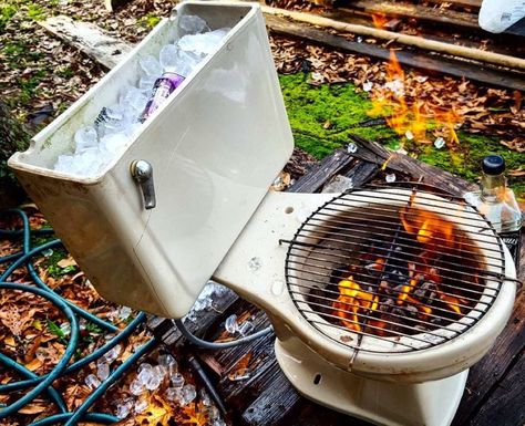 Summer grill and cooler combo - guessing the house must be a REAL treat. Grill Diy, Diy Grill, Great Inventions, Bbq Pit, White Trash, Charcoal Grill, Barbacoa, Bbq Grill, Outdoor Cooking