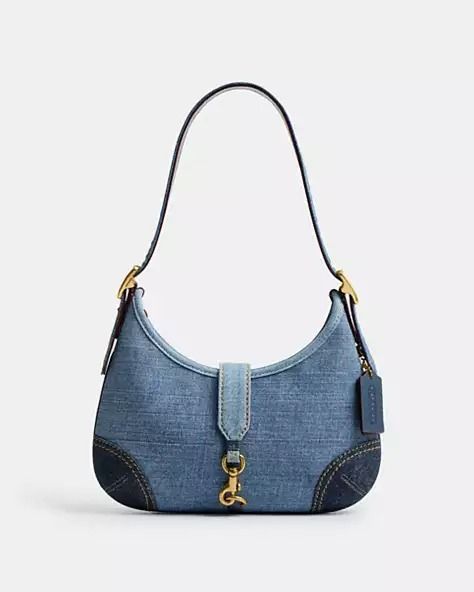 The Coach Originals: Vintage Handbags | COACH® Coach Hampton Hobo Bag, Denim Coach Bag, Coach Denim Bag, Handbags Coach, Repurposed Denim, Vintage Designer Bags, The Fine Print, Vintage Coach Bags, Leather Scraps