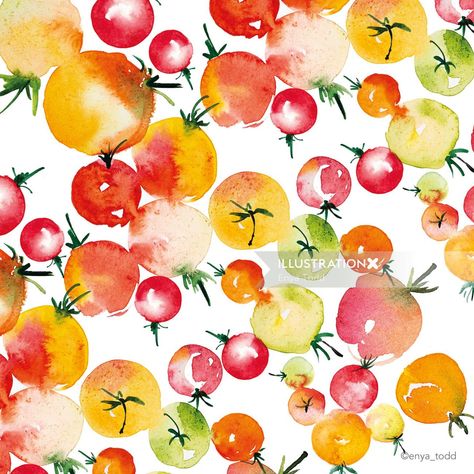 Tomatoes Illustration, Watercolor Tomatoes, Cakes Flowers, Landscape Plants, Watercolor Food, Watercolor Fruit, Art Making, Diy Watercolor, Watercolor Artists