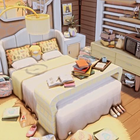 Teenage Bedroom, Bright Yellow, Sims 4 Teen, Teen Room, The Sims4, Sims Cc, Sims 4, New Homes, Bedroom