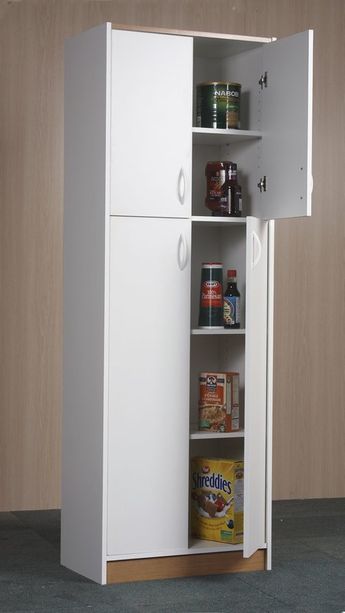 White Kitchen Pantry Cabinet, Tall Kitchen Storage, White Kitchen Pantry, Slim Storage Cabinet, Tall Kitchen Cabinets, White Storage Cabinets, Pantry Storage Cabinet, Kitchen Cupboard Designs, Portable Kitchen