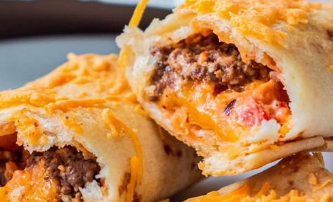 Loaded Taco-Stuffed Cheesy Pockets Taco Pocket Stuffed With Cheese, Loaded Taco Stuffed Cheesy Pockets, Loaded Cheesy Pocket Tacos, Crispy Crunchy Parmesan Potatoes, Crunchy Parmesan Potatoes, Taco Pockets, Secret Sauce Recipe, Cream Cheese Pasta, Mexican Beef