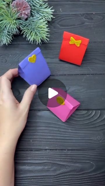 Origami Gift Bag Tutorial, Mini Paper Bags Diy, How To Make A Bag Out Of Paper, Wrapping Small Gifts, Origami Gift Bag, Mini Paper Bag, Mini Presents, Diy Paper Bag, Origami Gifts