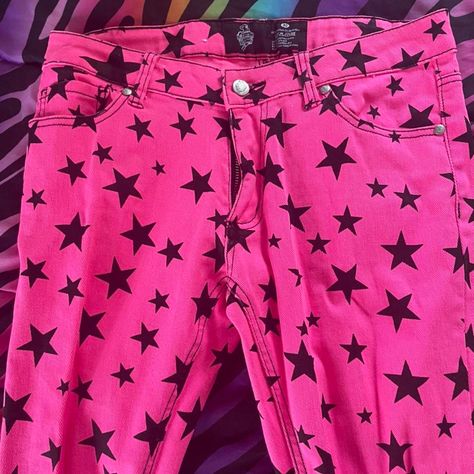 Bright Alt Outfits, Hot Pink Scene Aesthetic, Scene Jeans, Scene Clothes 2000s, Scenecore Shirt, Scene Outfits Colorful, Scene Kid Clothes, Pink Scenecore Outfit, Pink And Black Scene Outfit