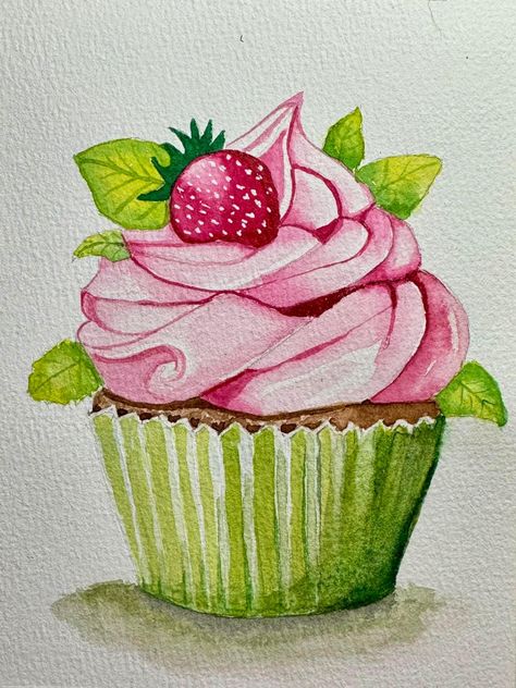 Cakes Painting, Watercolour Cakes, Cupcake Painting, Water Color Nails, Pink Flowers Wallpaper, Watercolor Cake, Watercolor Beginner, Pencil Sketch Images, Object Drawing