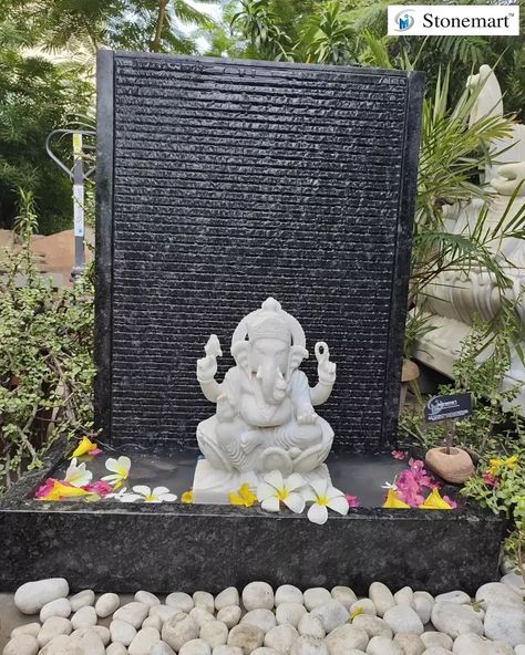 Stone Water Fountain, Fountain For Home, Water Fountain For Home, Indian Room Decor, Temple Design For Home, Ganesha Statue, Stone Fountains, Rehabilitation Center, Outdoor Fountain