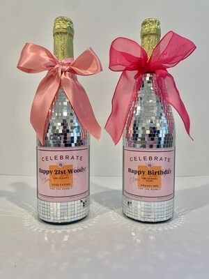 Disco Bottle | MakerPlace by Michaels Bedazzled Alcohol Bottle 21st Birthday, Disco Champagne Bottle, Bedazzled Champagne Bottle, Disco Bottle, 21st Bday Gift Ideas, Shot Party, Glitter Wine Bottles, 22nd Bday, 22 Birthday Gifts