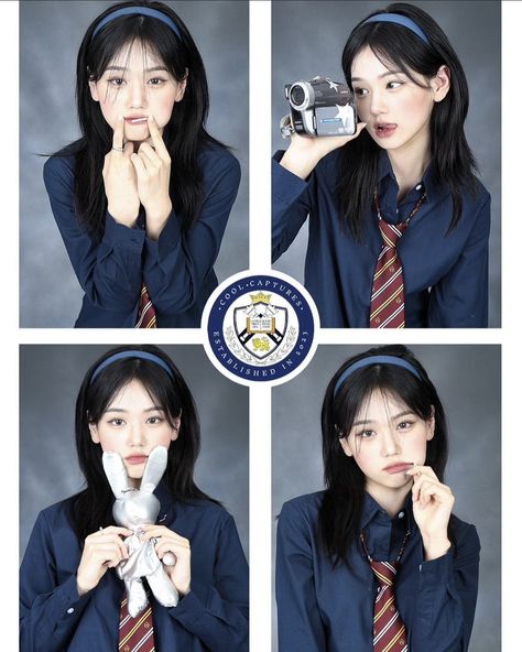 School Concept Photoshoot, Graduation Yearbook Pictures, Photobox Pose, School Photoshoot, Yearbook Photoshoot, Photo Yearbook, Y2k Photoshoot, Yearbook Themes, Photobooth Pictures