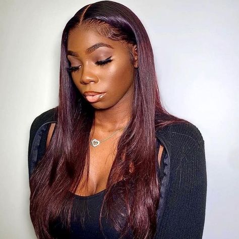 Burgundy Hair Color for Dark Skin Deep Red Hair On Black Women, Red Hair On Dark Skin, Hair Color For Dark Skin Tone, Hair Colors For Dark Skin, Pelo Color Vino, Dark Burgundy Hair, Hair Color For Brown Skin, Hair Colors For Black Women, Hair Color For Dark Skin